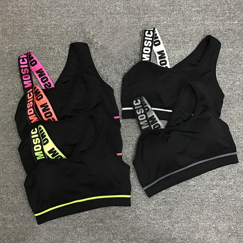 Women’s Letter Cut-Out Push-Up Sports Bra