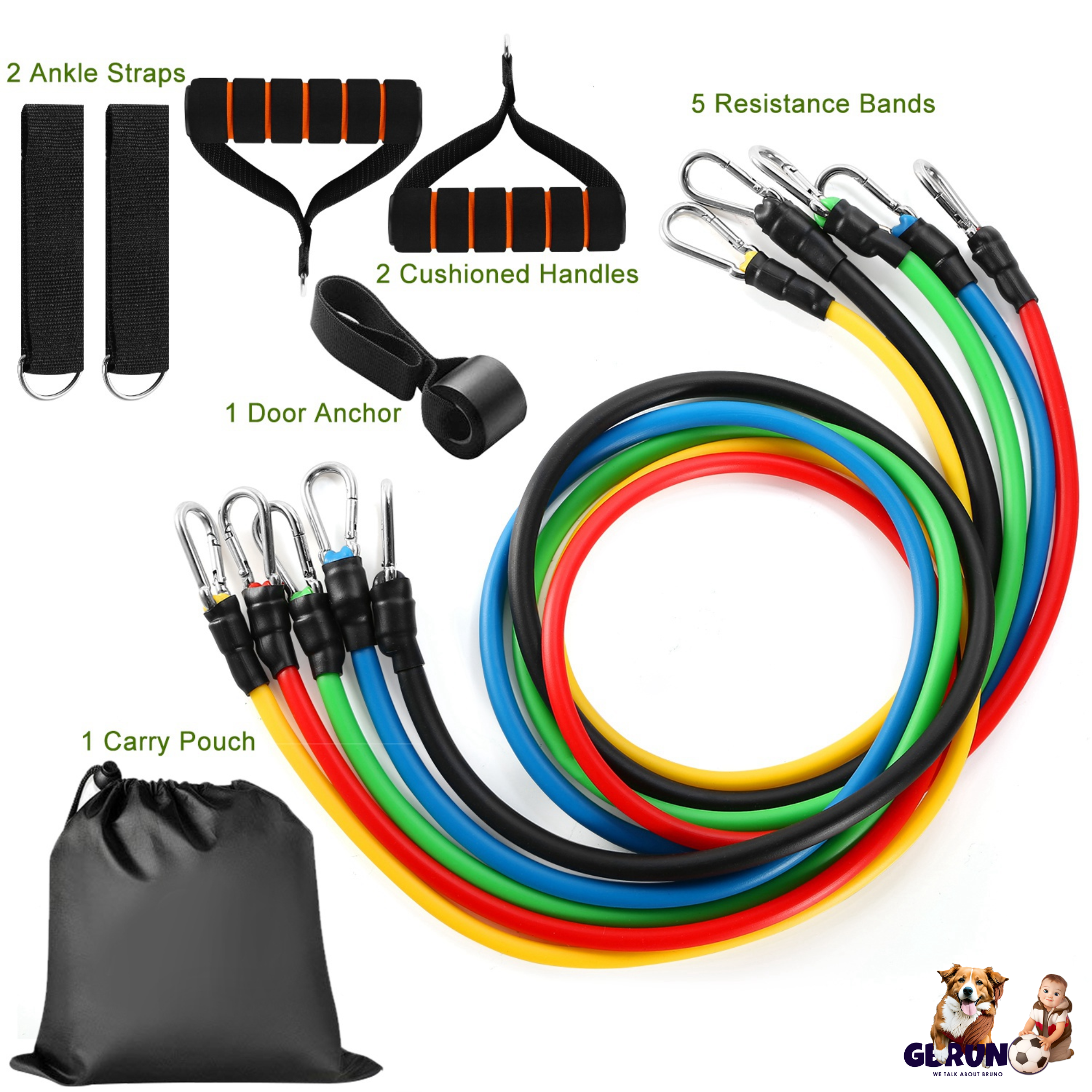 11-Piece Resistance Bands Set for Workouts