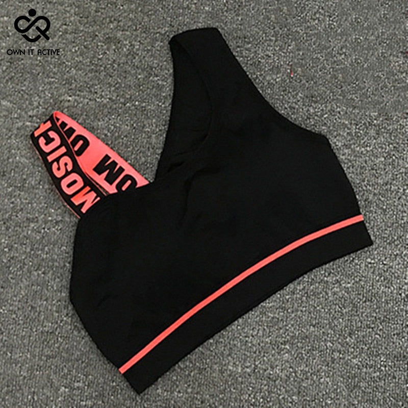 Women’s Letter Cut-Out Push-Up Sports Bra