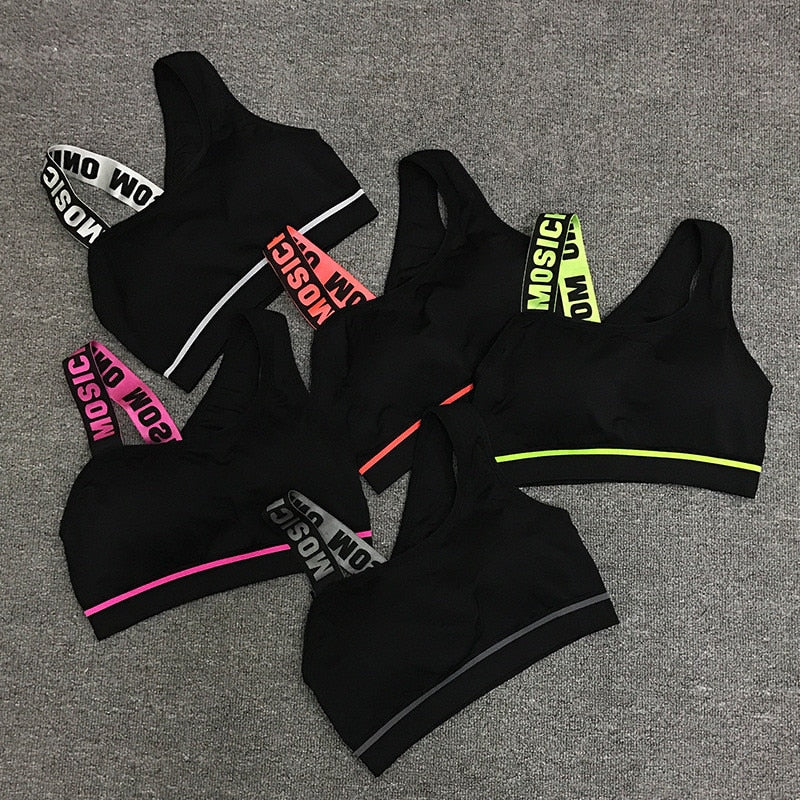 Women’s Letter Cut-Out Push-Up Sports Bra