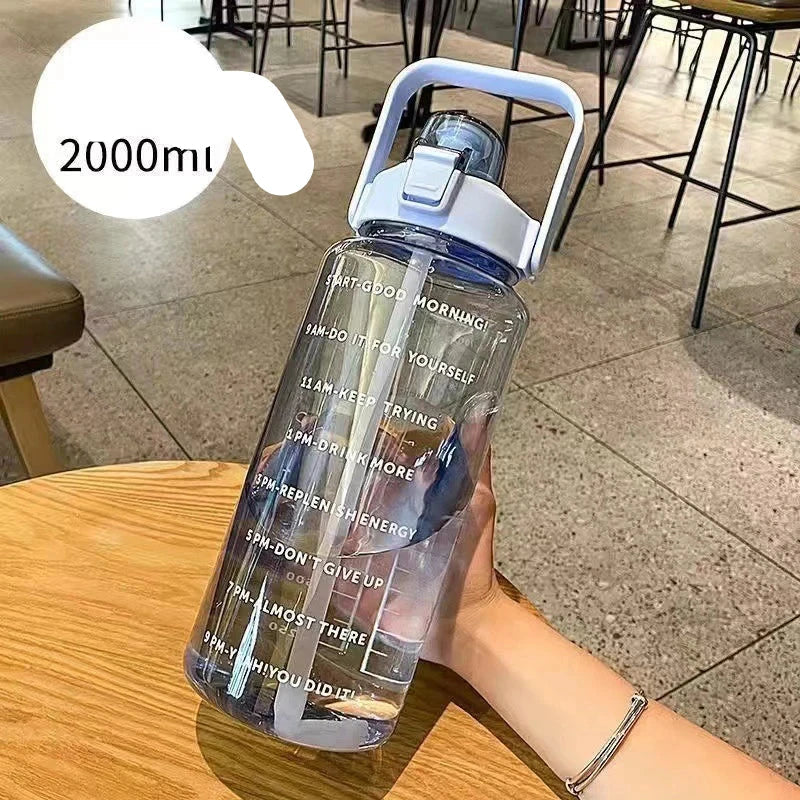 2L Water Bottle With Straw Large Capacity Sports Water Bottle